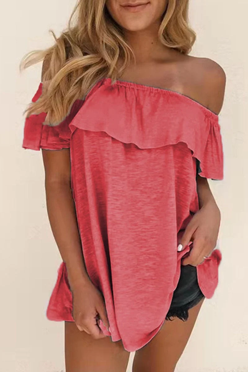 Casual Solid Off the Shoulder T-Shirts(7 Colors)