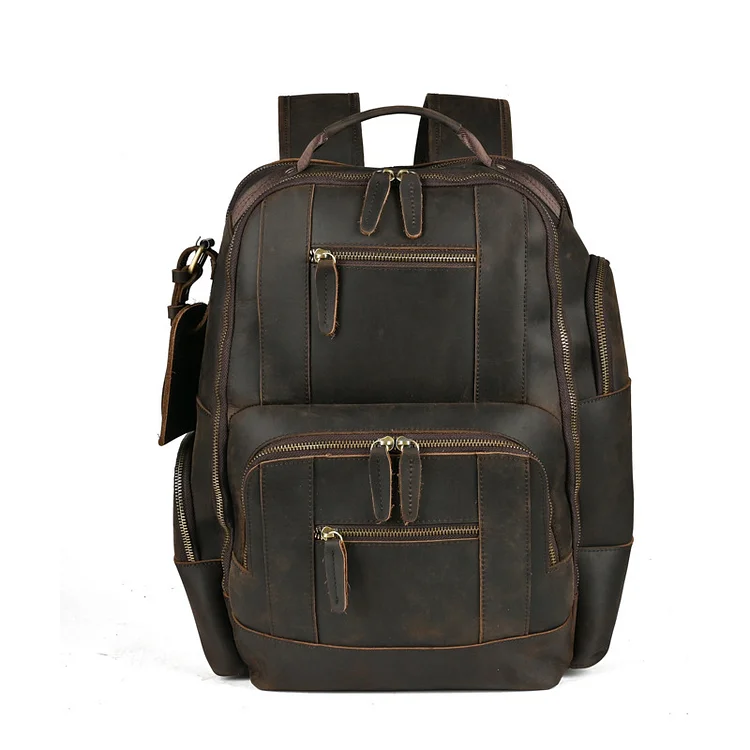 Men's 15.6-inch Large Capacity Retro Leather Backpack