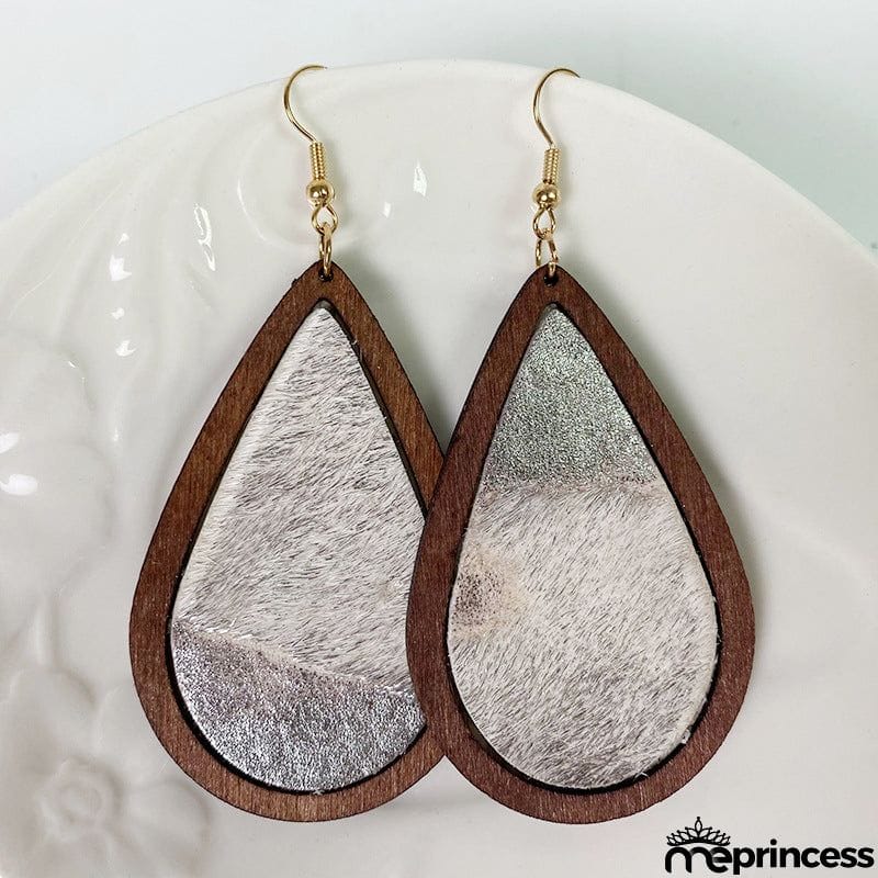 Teardrop Shape Wooden Dangle Earrings