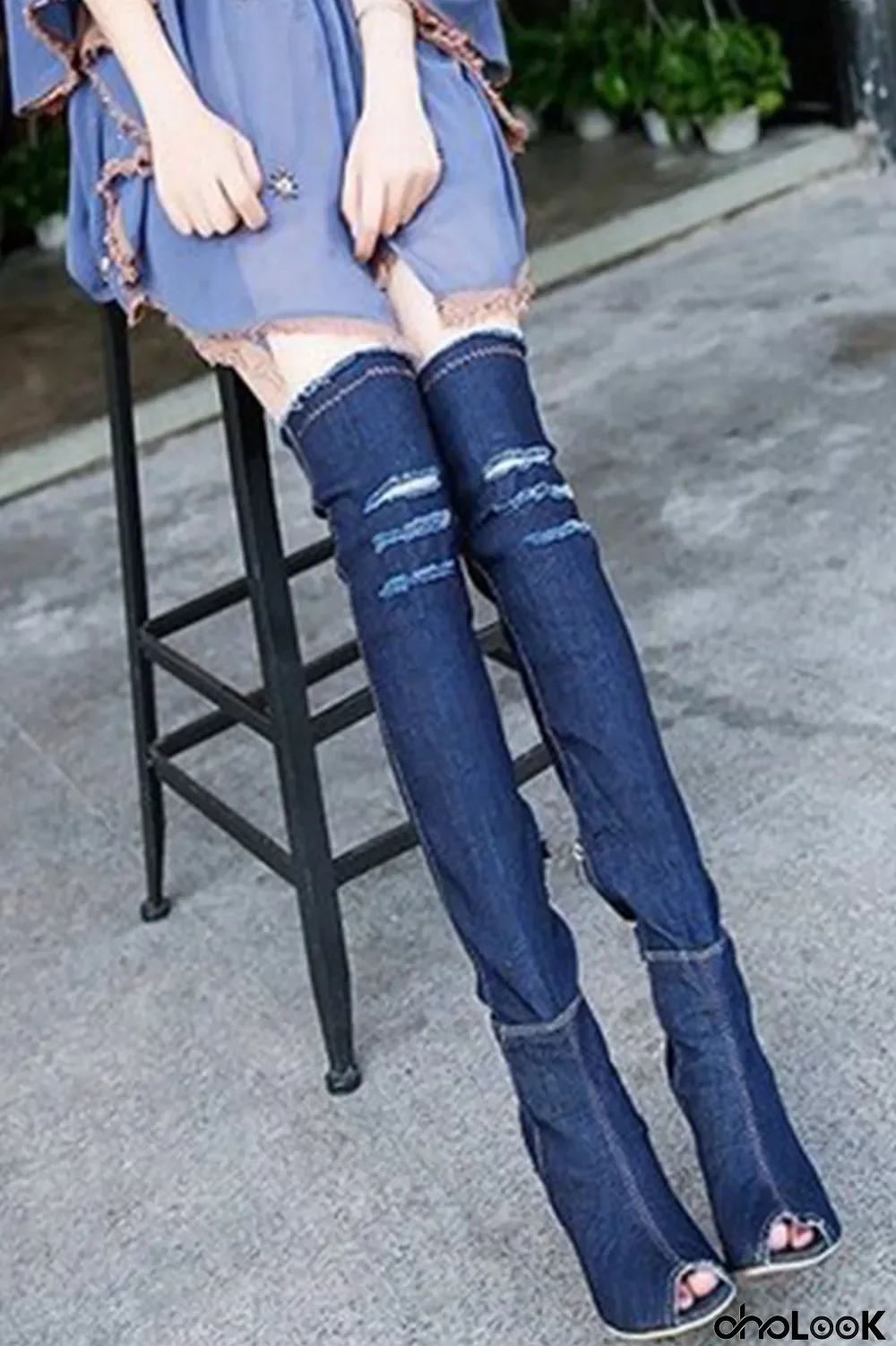 Deep Blue Fashion Sexy Make Old Pointed Shoes