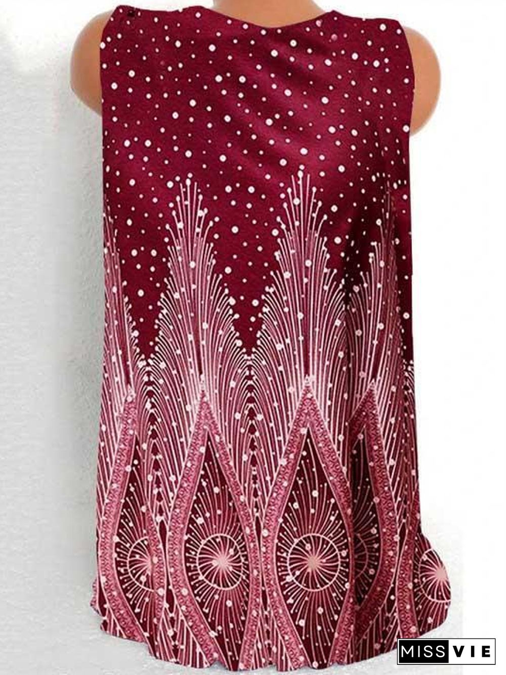 Women Sleeveless V-neck Printed Top Vest