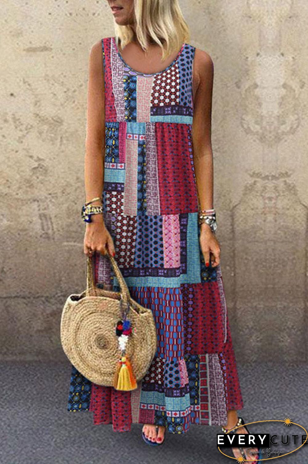 Vacation Geometric Tank Dress