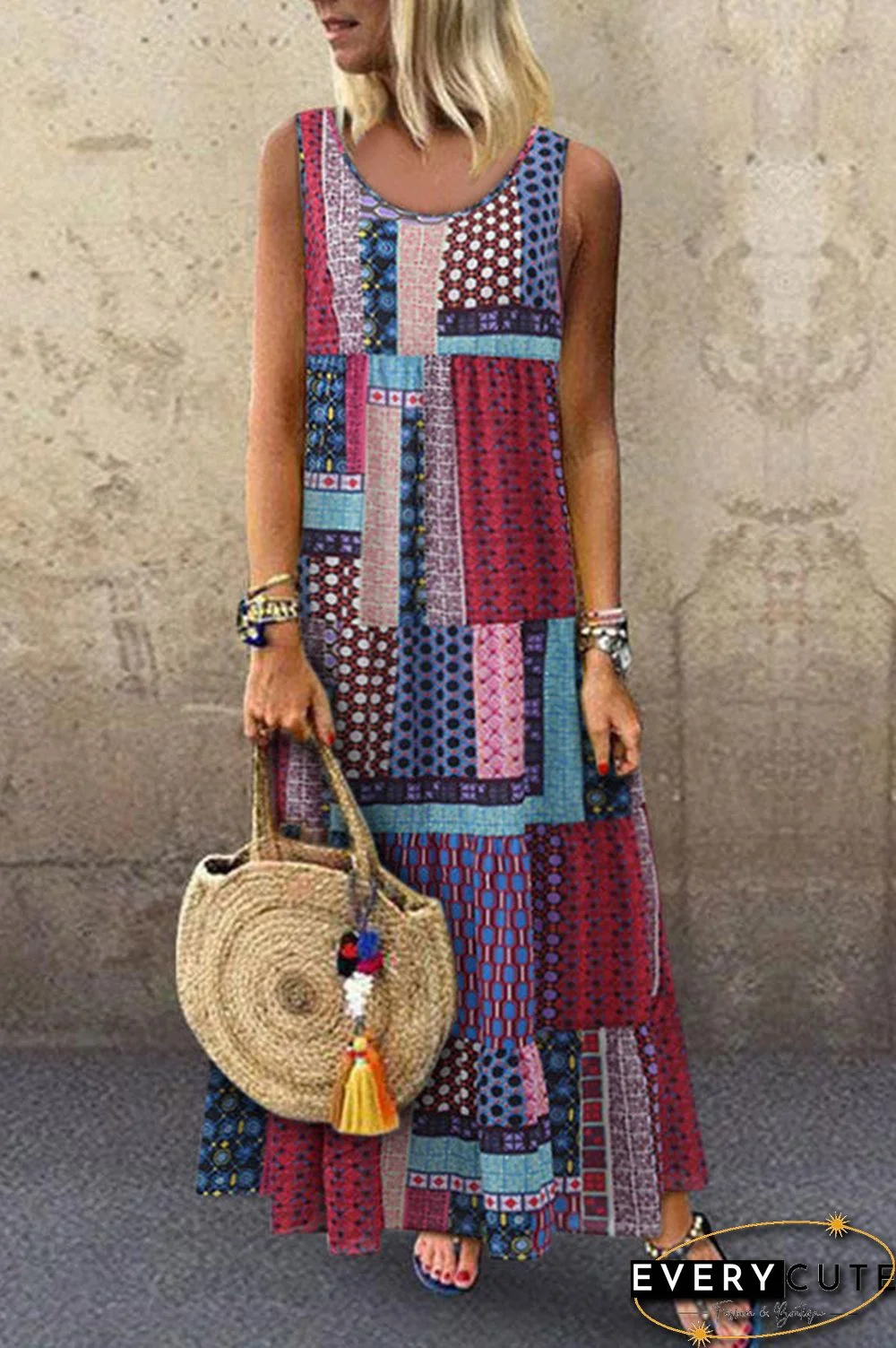 Vacation Geometric Tank Dress