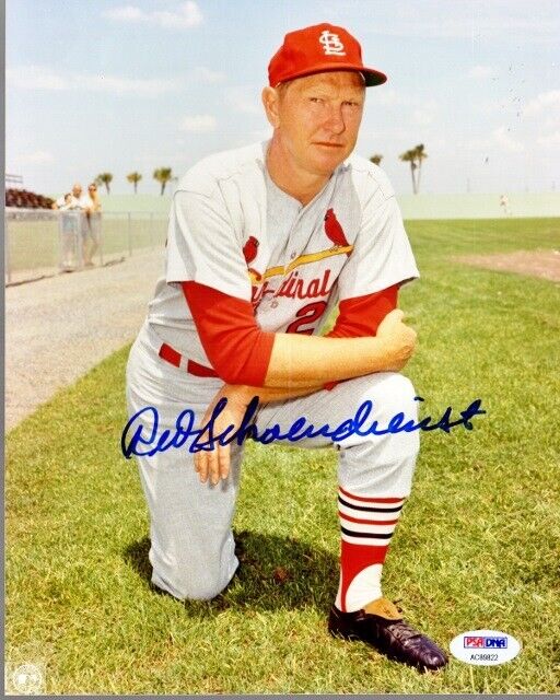 Red Schoendienst Signed St. Louis Cardinals 8x10 Photo Poster painting - Dec. 2018 - PSA/DNA COA