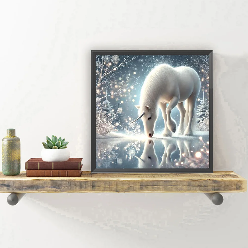 Diamond Painting - Full Round Drill - Snow Unicorn(Canvas|30*30cm)