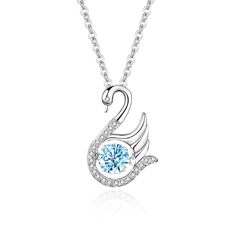925 Sterling Silver Moissanite Zircon Inlay Swan Pendant Necklace