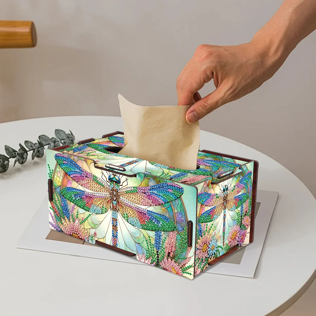 Wooden Diamond Painting Tissue Box for Home and Office Decoration (ZJH038)