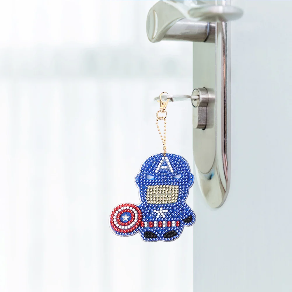 5pcs Mosaic Diamond Painting Keychain 5D DIY Rhinestone Keyring Kit(Double Sided)