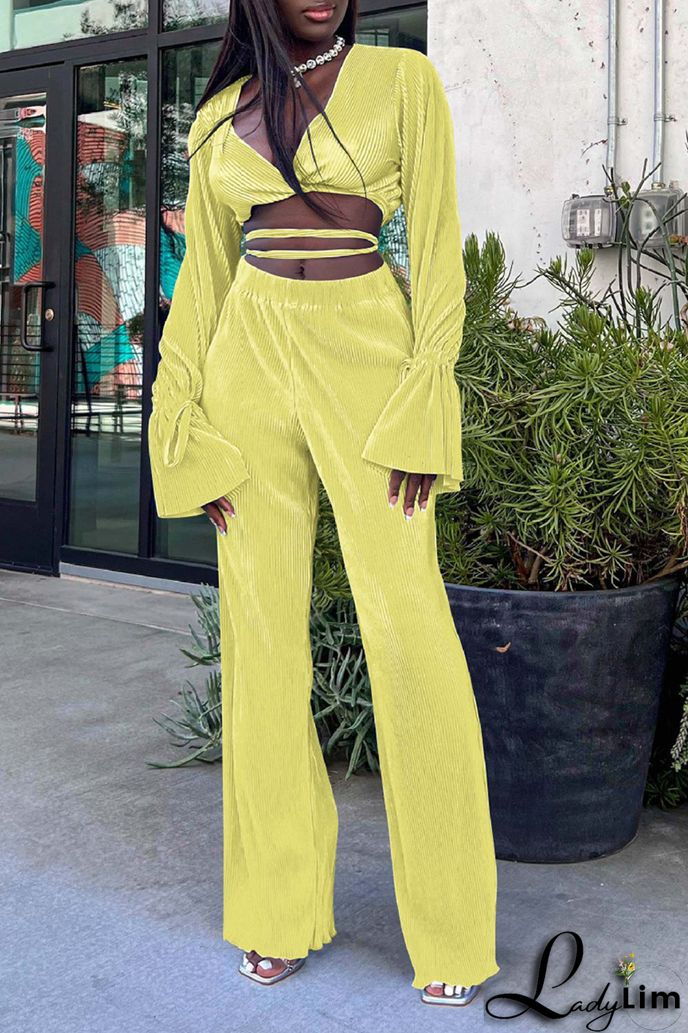 Red Casual Solid Fold O Neck Long Sleeve Two Pieces