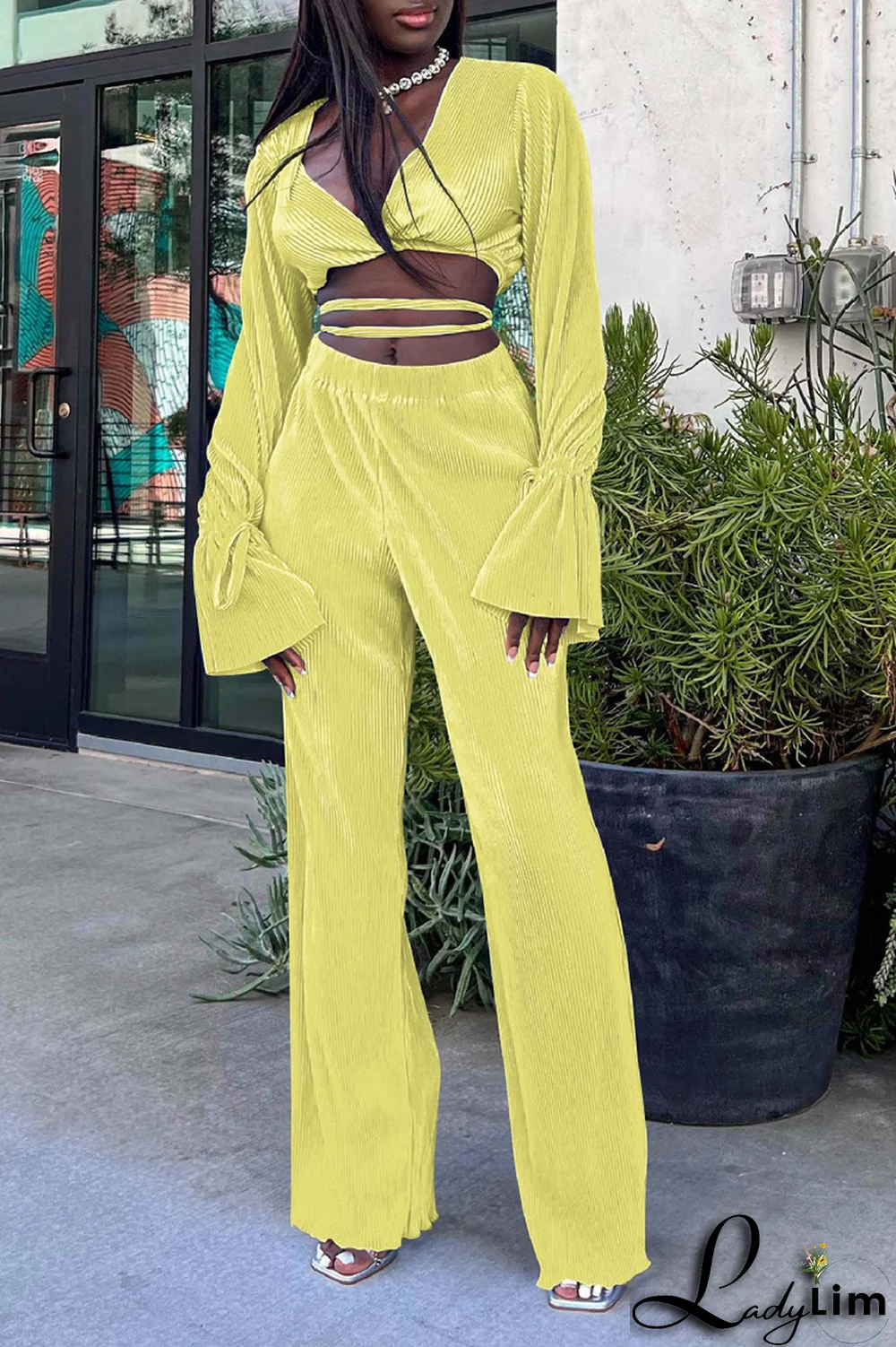 Red Casual Solid Fold O Neck Long Sleeve Two Pieces