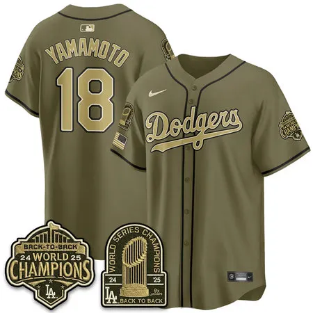 Youth Los Angeles Dodgers #18 Yoshinobu Yamamoto Olive New Era 2026 Armed Forces Day Jersey DI09