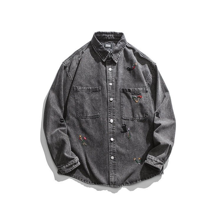 Vintage Denim Jacket Loose Spring Shirt Men's Tops Casual Men Denim Jacket