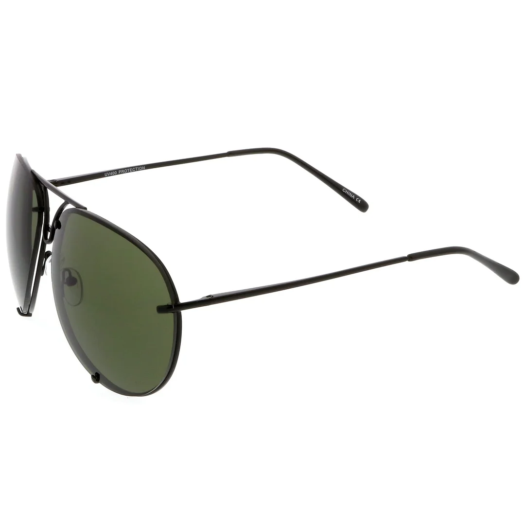 Oversize Rimless Metal Aviator glasses Slim Arms Tinted Lens 68mm