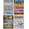4pcs - Hot Tube Rules Warning Vintage Metal Signs(12*16Inch)