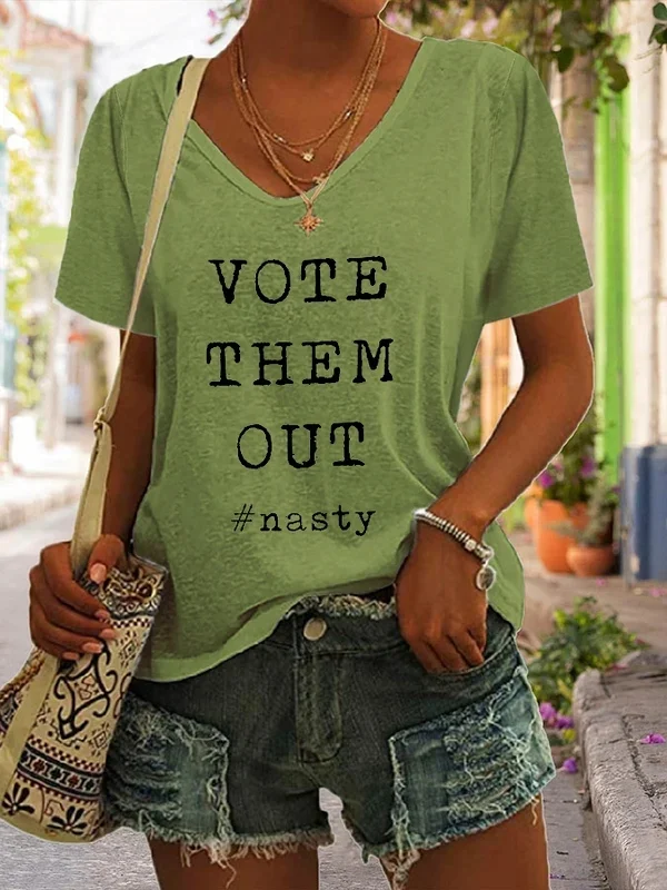 Vote Them Out V-neck Printed T-shirt