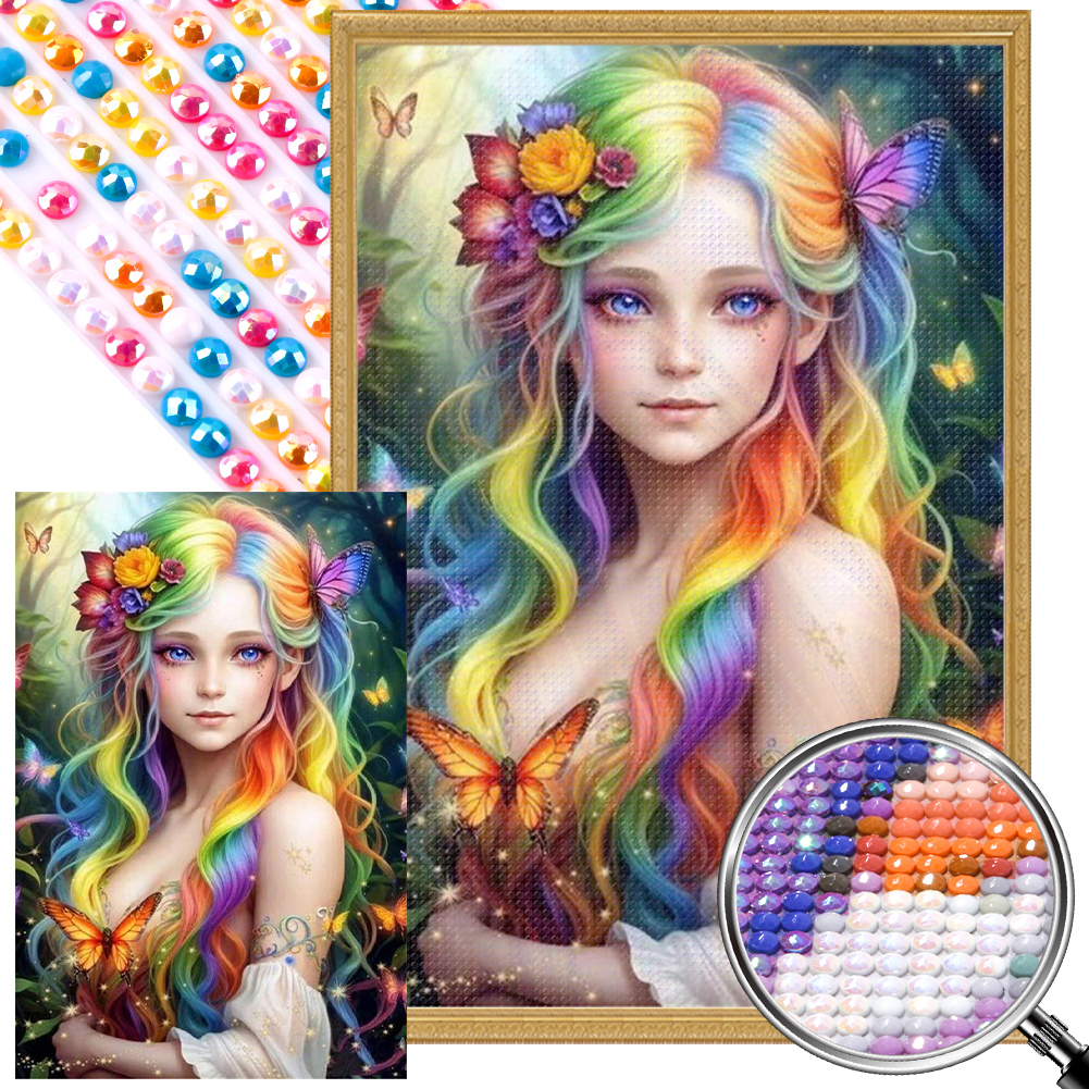 Little Girl 40*60cm(picture) round drill diamond painting with 4 to 12 colors of AB drill