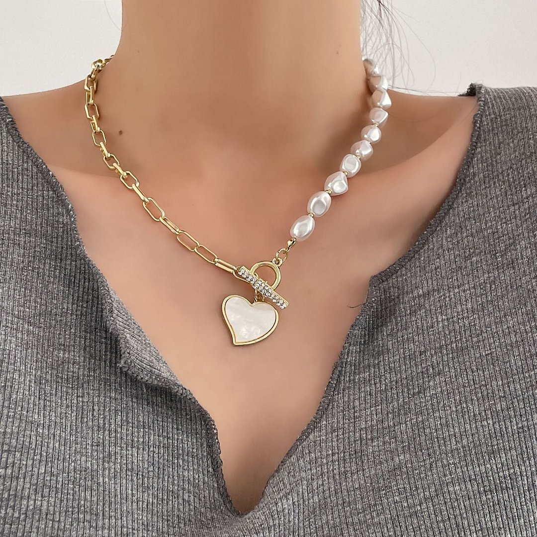 Vintage Pearl Heart Shape Necklace