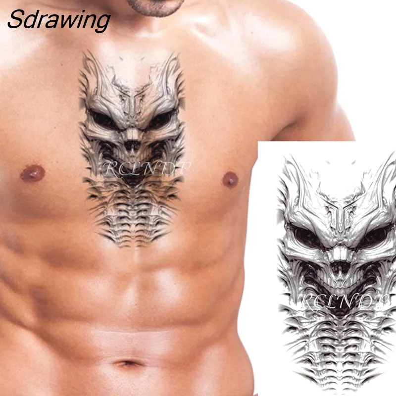 Sdrawing Temporary Tattoo Sticker Wolf Large Animal Triangle Dot Design Fake Tatoo Flash Tatto Arm Leg Body Art for Women Men