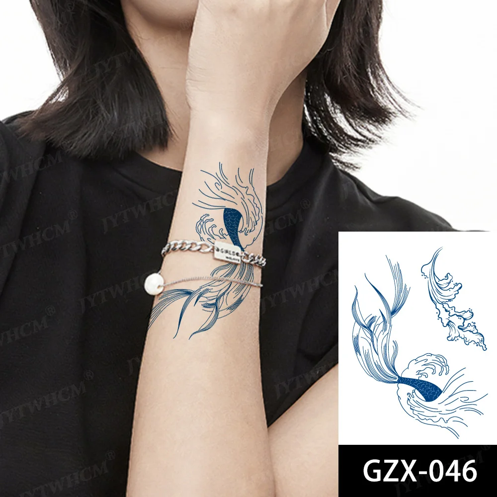 Sdrawing Stickers Semi-permanent Plant Lasting Tattoo Blue Henna Lace Flower Arm Non-reflective Herbal Juice Tattoo Waterproof