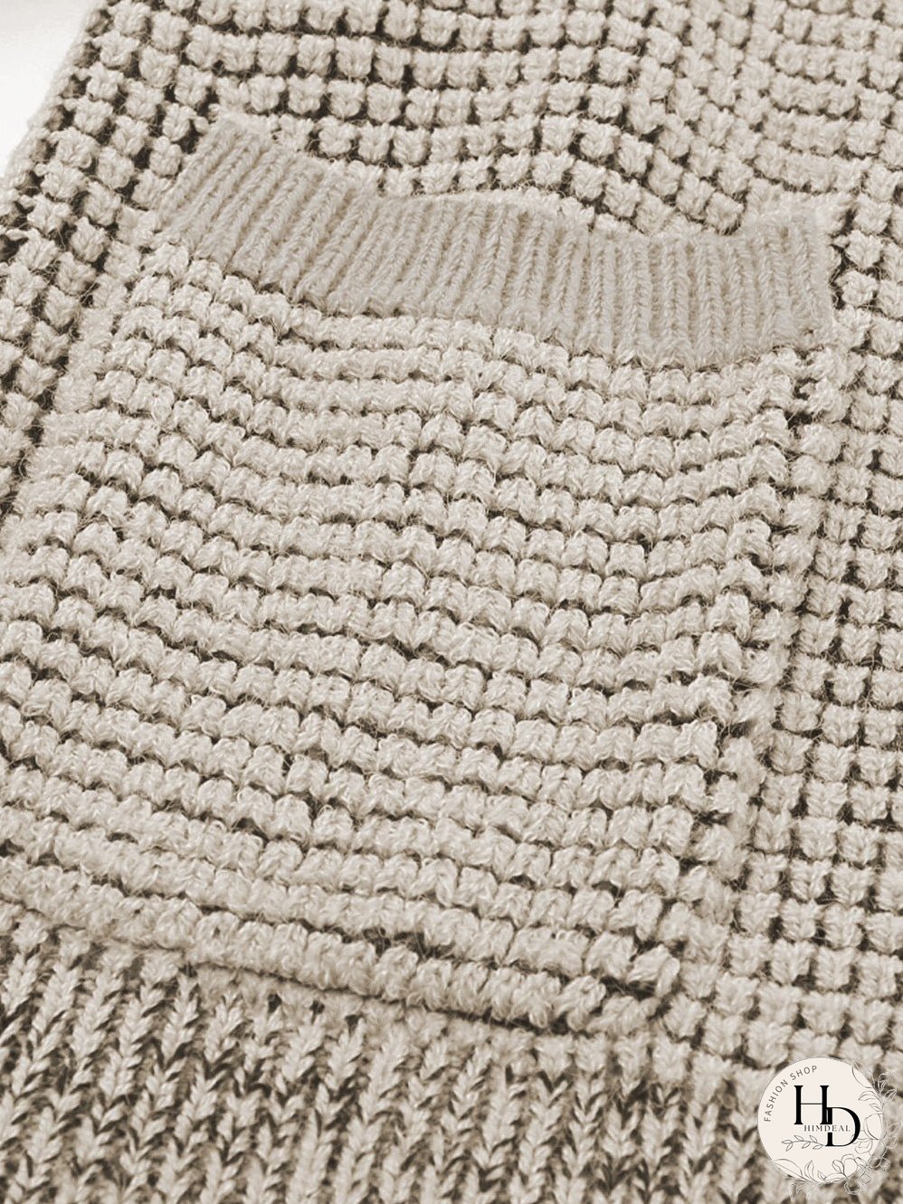 Apricot Oversized Collared Waffle Knit Cardigan