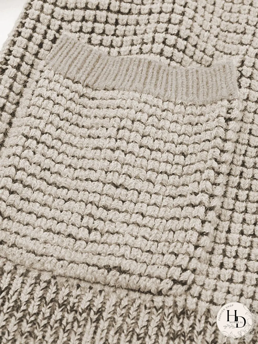 Apricot Oversized Collared Waffle Knit Cardigan