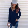 Women's Solid Color V-neck Strapped Loose Top T-shirt