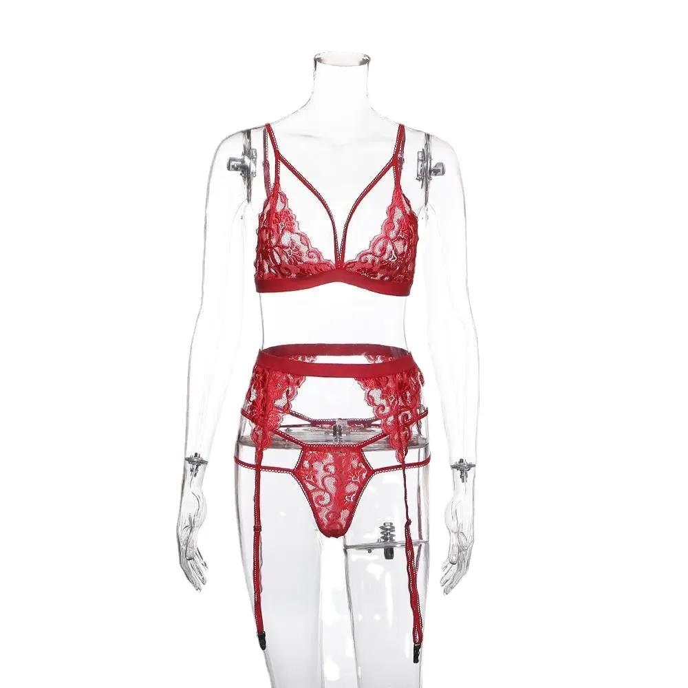 Churchf New Hot Sex Lingerie Sexy Lace Three-Piece Lingerie Lingerie