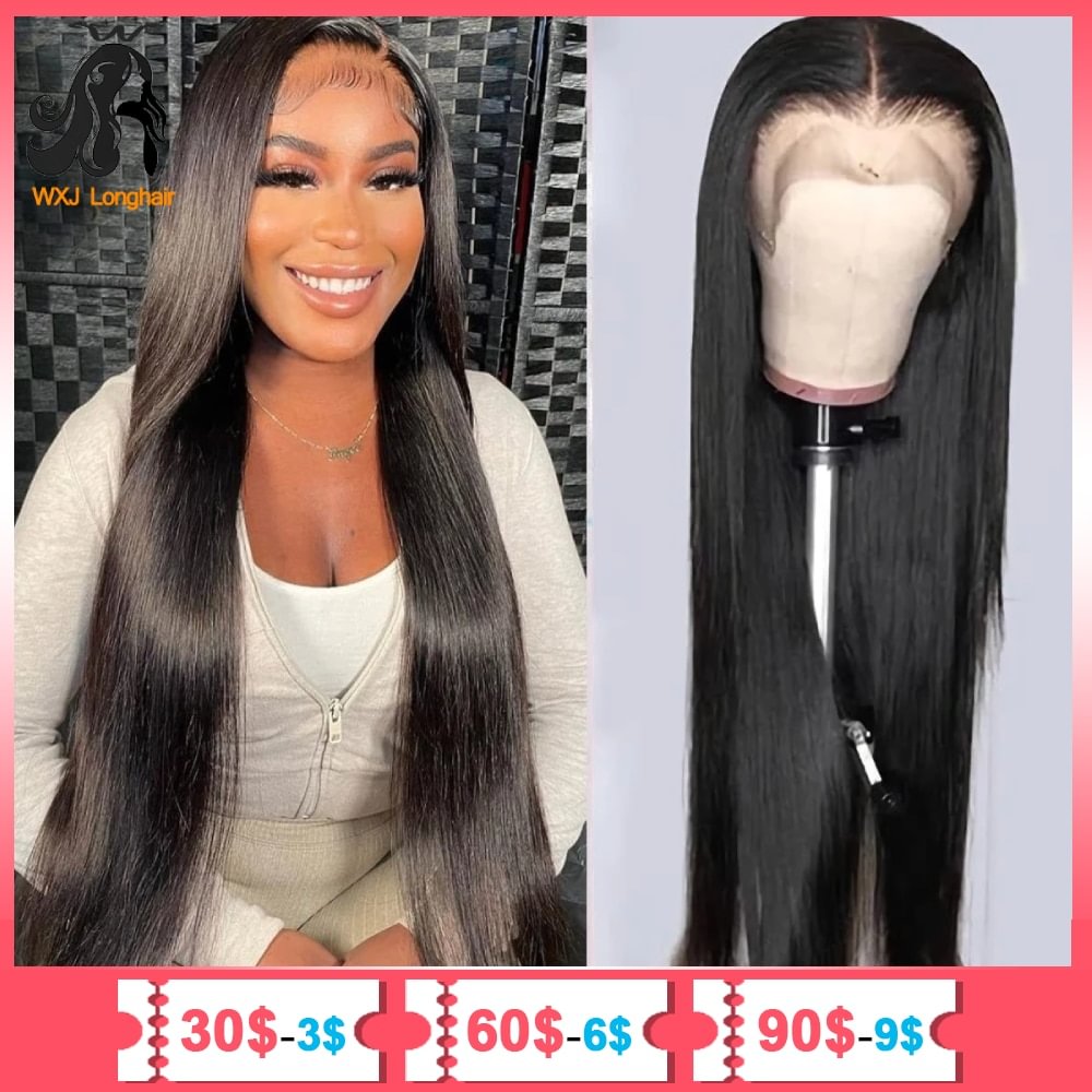 30 34 Inches Straight Lace Front Wigs Human Hair 13x4 HD Transprent Lace Front Wigs for Black Women Natural Color Straight Wigs US Mall Lifes