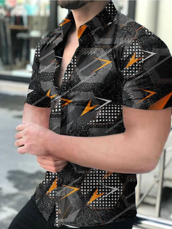 Men's Casual Printed Short-Sleeved Shirt09