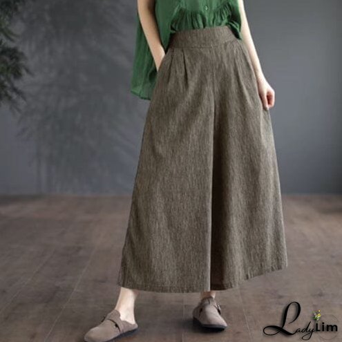 Causal Summer Cotton Solid Wide Leg Pants