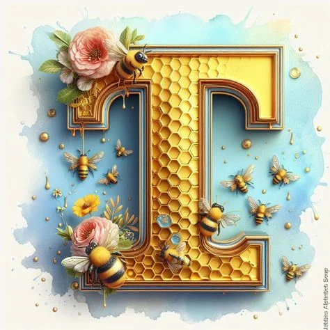 Diamond Painting - Full Round Drill - Bee Alphabet(Canvas|30*30cm)