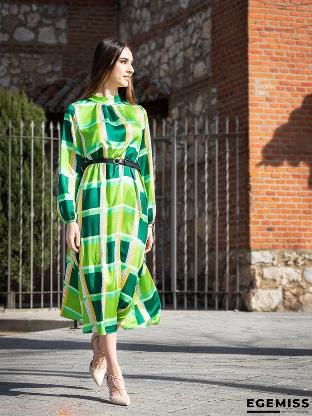 Casual and Loose Print A-line Dress with Waist Reduction | EGEMISS