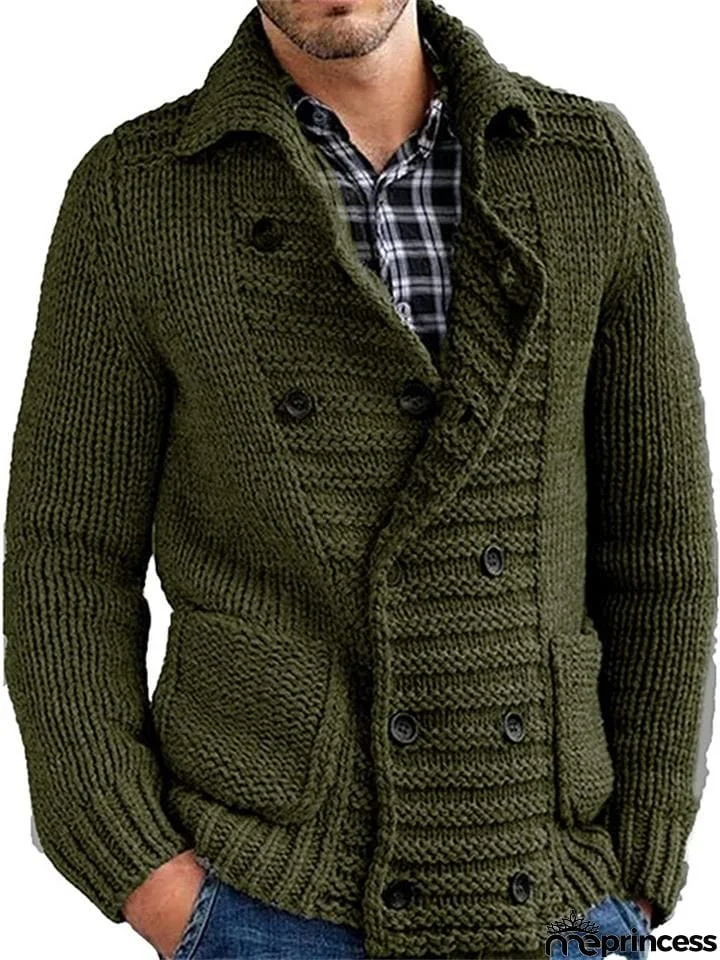 Men's Lapel Collar Cardigan Sweater