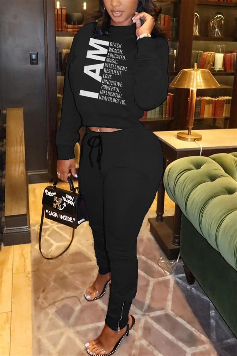Fashion Print Long Sleeve Two Piece
