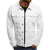 Giacca in denim casual da uomo con risvolto abbottonato