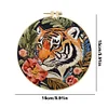Red Flower Tiger-DIY Embroidery Kit with Pattern Cotton Threads Needles Hoop 30*30cm/11.81*11.81in