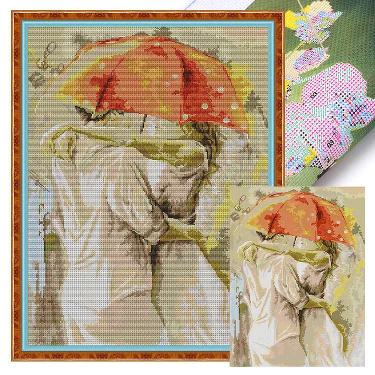 Joy Sunday-Under The Umbrella 14CT Stamped Cross Stitch (41*57CM) gbfke