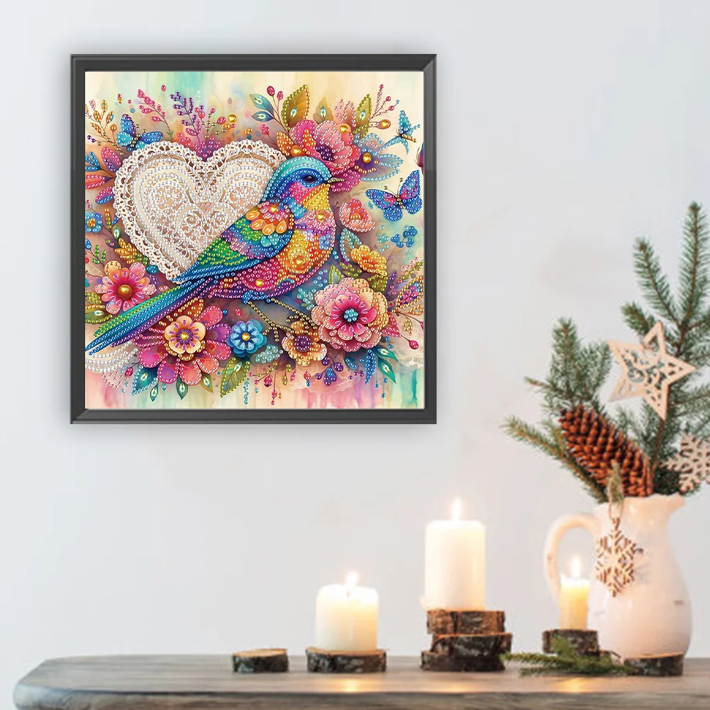 Diamond Painting - Partial Special Shaped Drill - Flower Bird(Canvas|30*30cm)