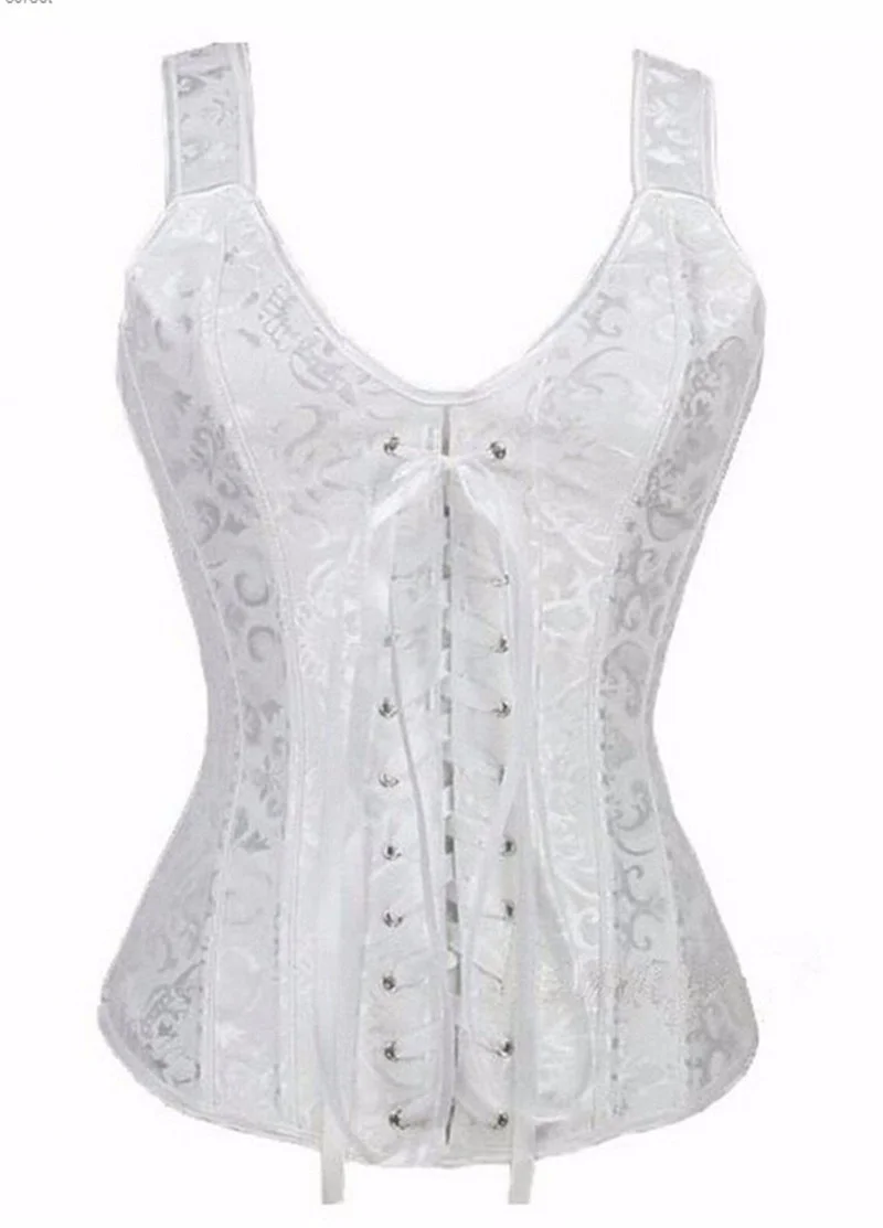 Billionm Sapubonva corset sexy bustier lingerie plus size gothic brocade overbust corset vest top corselet for women zipper black white
