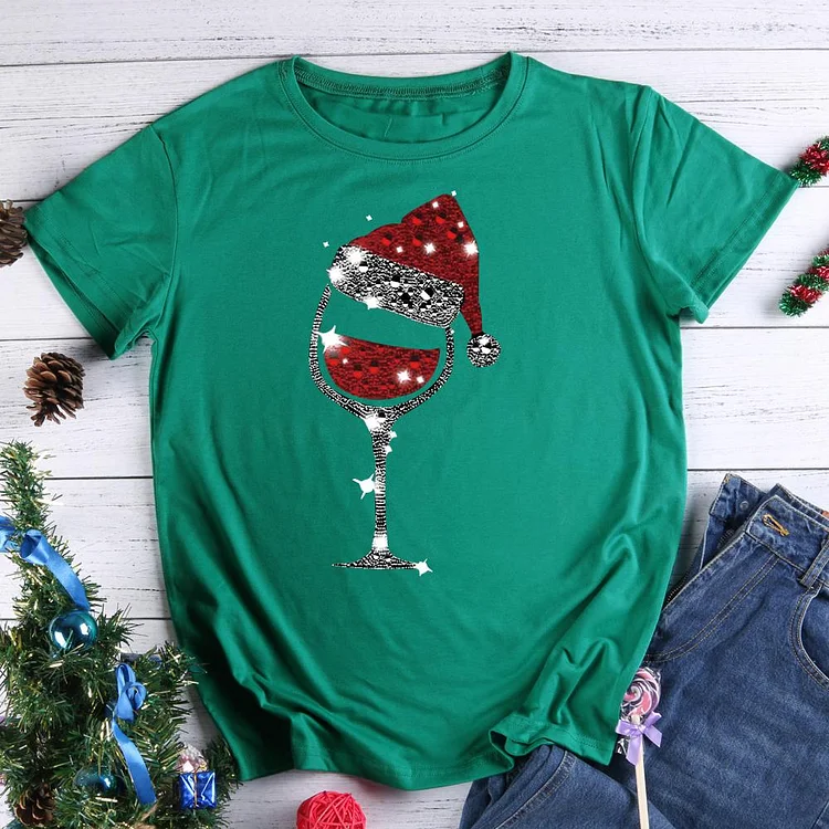 Red wine glass christmas T-Shirt Tee -613180-Annaletters