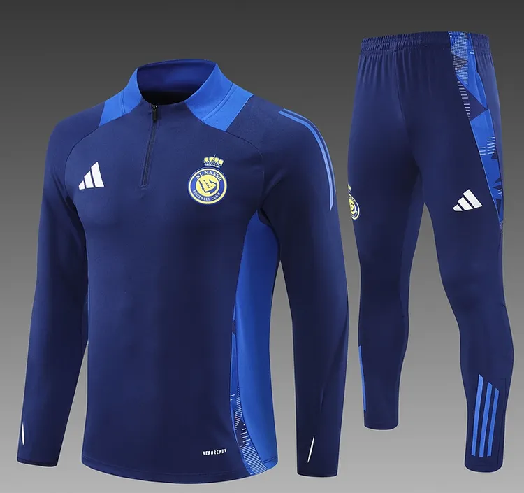 24-25 season children's version of the Riyadh royal blue long-sleeved half-zip training suit