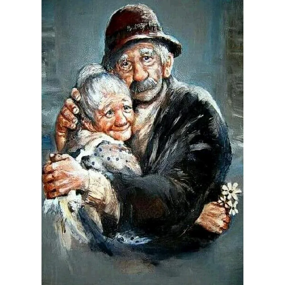 Diamond Painting - Full Round Drill - Sweet Old Couple(30*40cm)