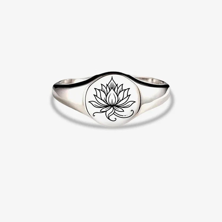 Fuck It & Begin Again Lotus Signet Round Ring