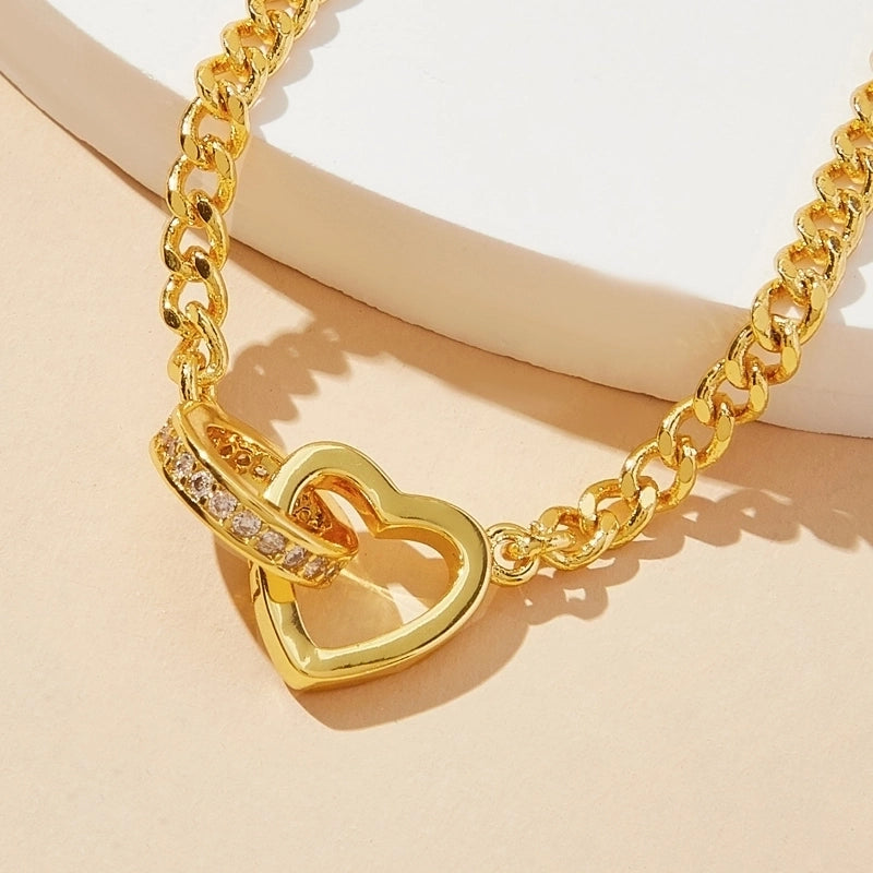 Copper Cable Chain Heart Shape Bracelets