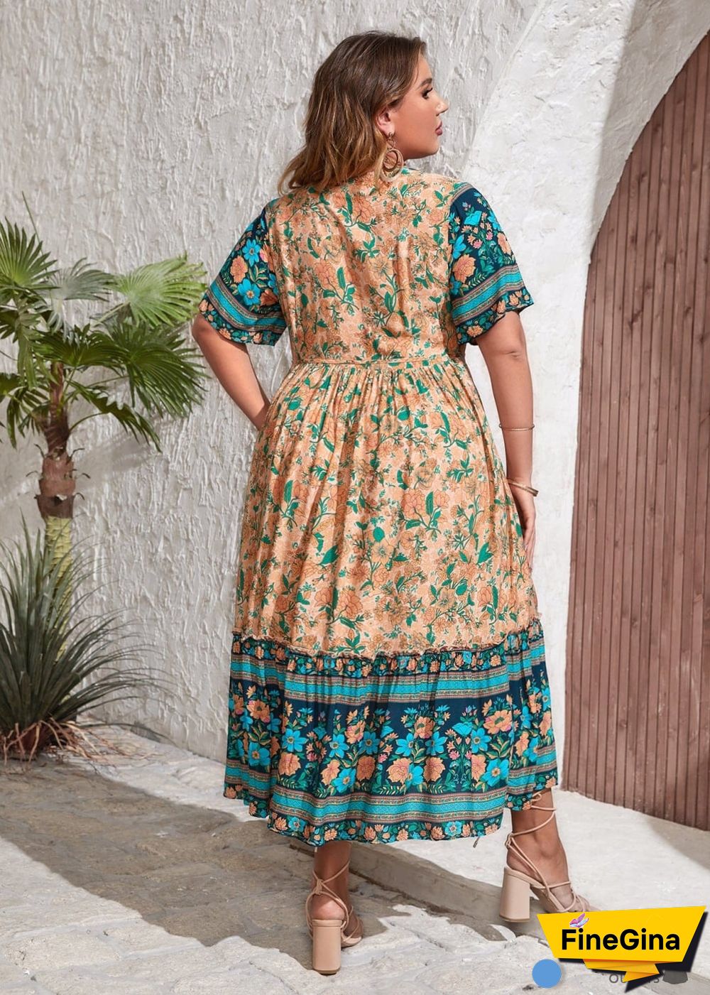 Boho Plus Size Bethany Maxi Dress - Blue For Women