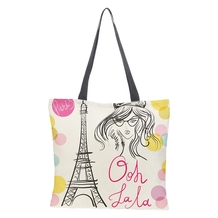 Linen Eco-friendly Tote Bag - Building