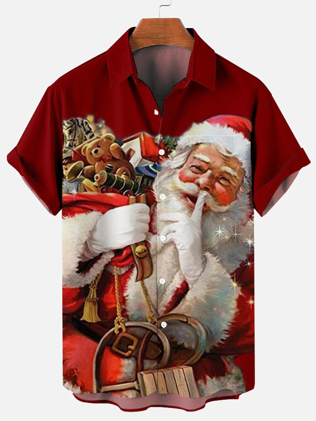 Men's Plus Size Casual Christmas Creative Series Shirt With Pockets PLUSCLOTHESMAN