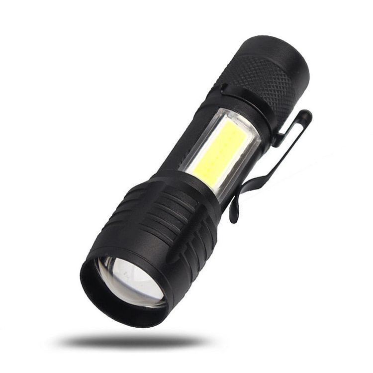 Mini Flashlight LED Bulbs Zoom Waterproof COB 3 Model Lamp Beads Torch USB