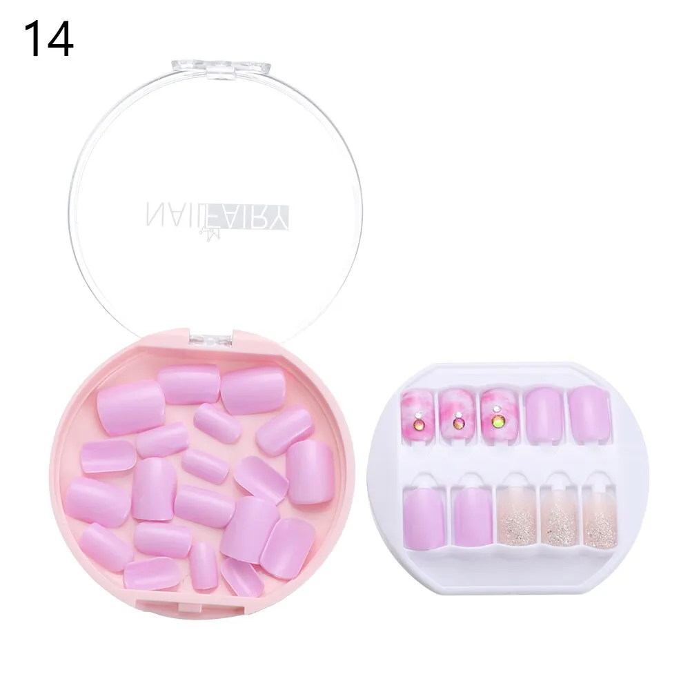 30PCS/Set Fake Nails Press Coffin False Full Artificial Short Kiss Detachable Stick Designs Press Nails Art Tipsy Cover Box-Nail Inspo