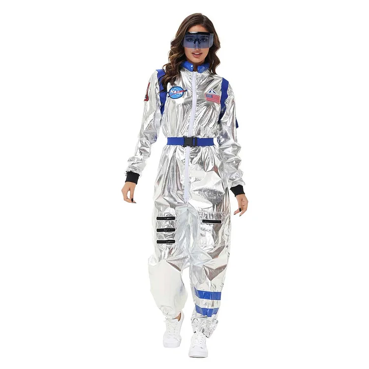 Adult Kids Astronaut Blue Yellow Outfits Family Team Group Cosplay Costume Halloween Carnival Suit 
